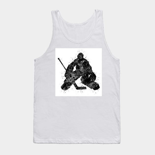 Ice Hockey Boy Goalie Black and White Silhouette Tank Top by LotusGifts